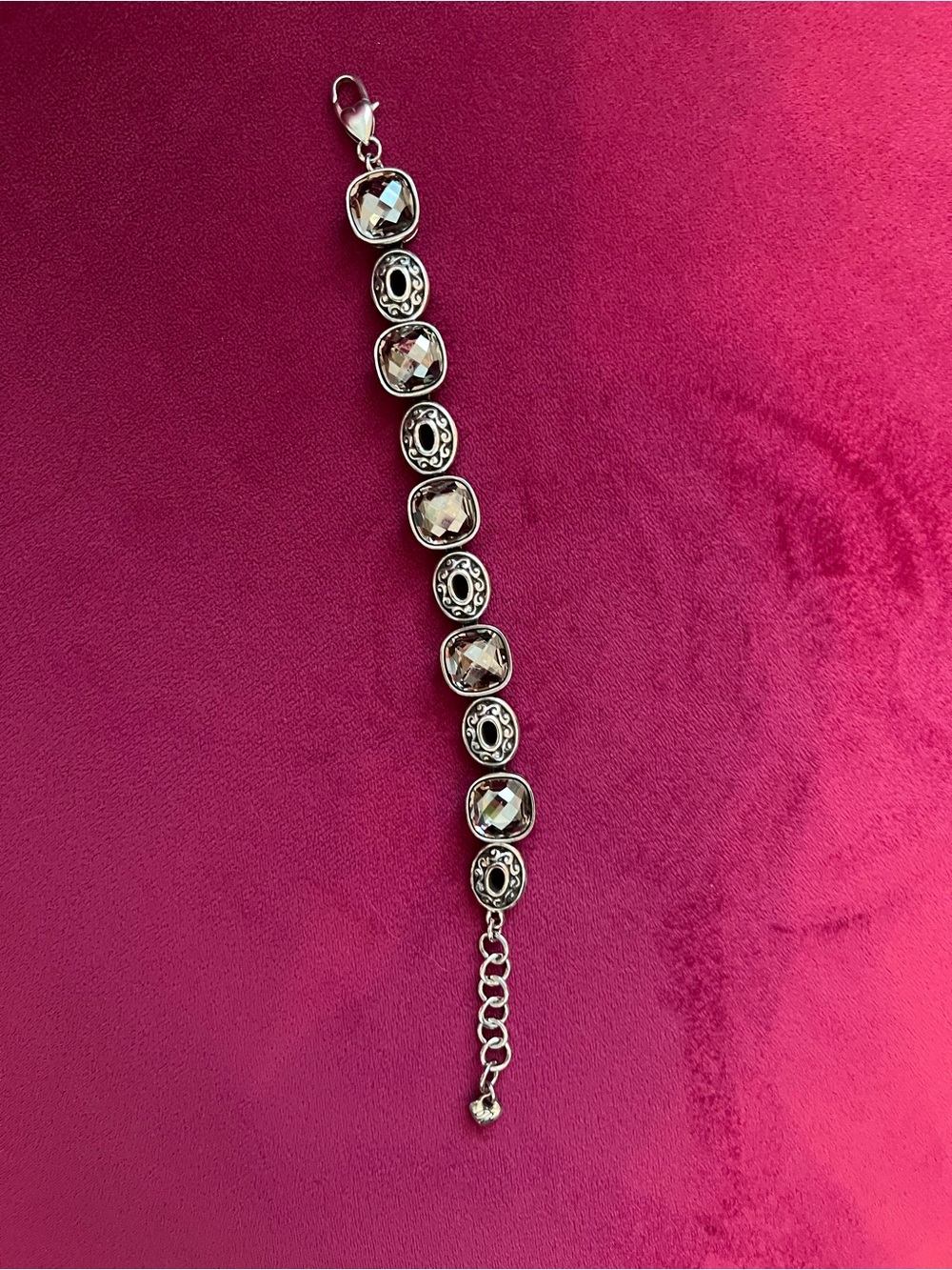 Brighton Silver-Tone Faceted Crystal Link Bracelet - Picture 2 of 6